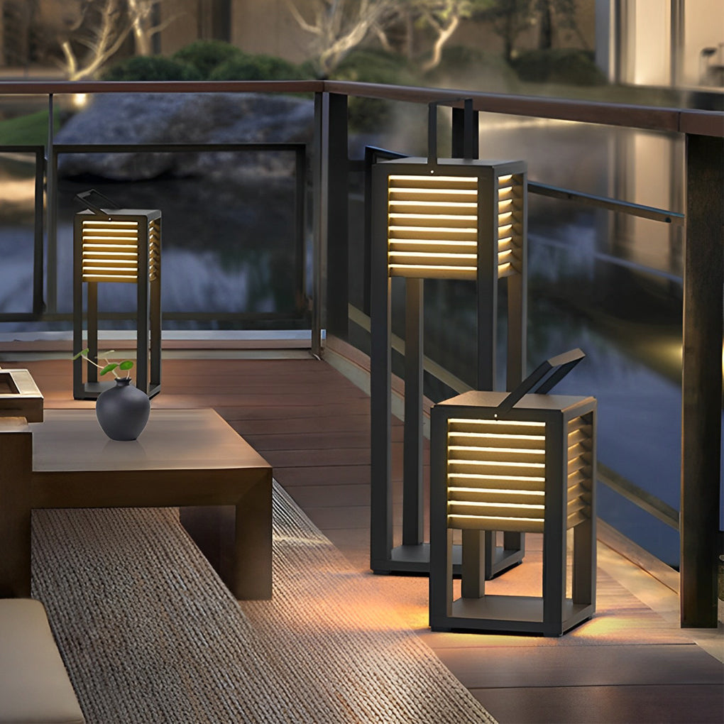 WINDSOR SQUARE SOLAR GARDEN LANTERN WITH WATER-RESISTANT LED ILLUMINATION