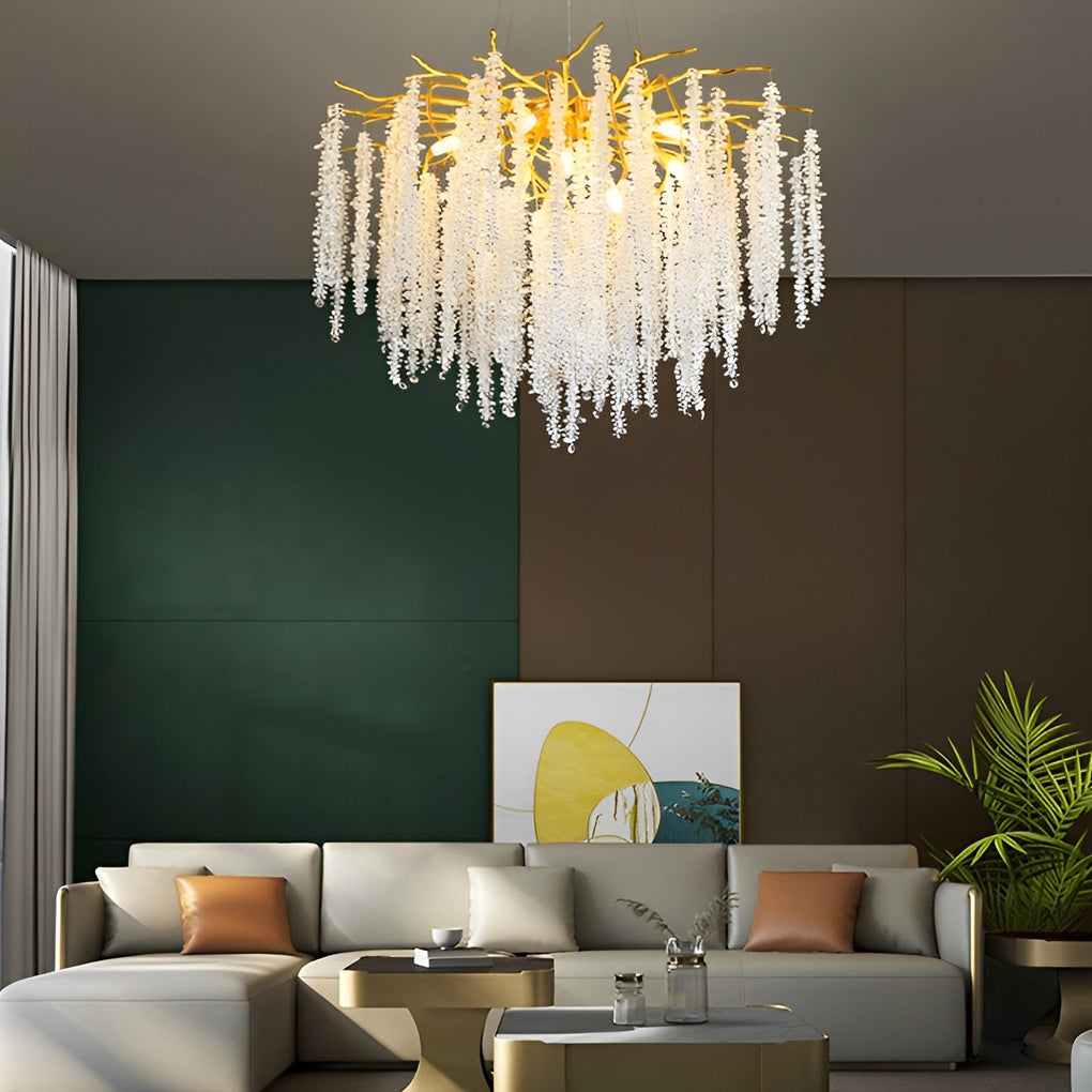 FENWICK CRYSTAL BRANCH CHANDELIER WITH TRIPLE DIMMING