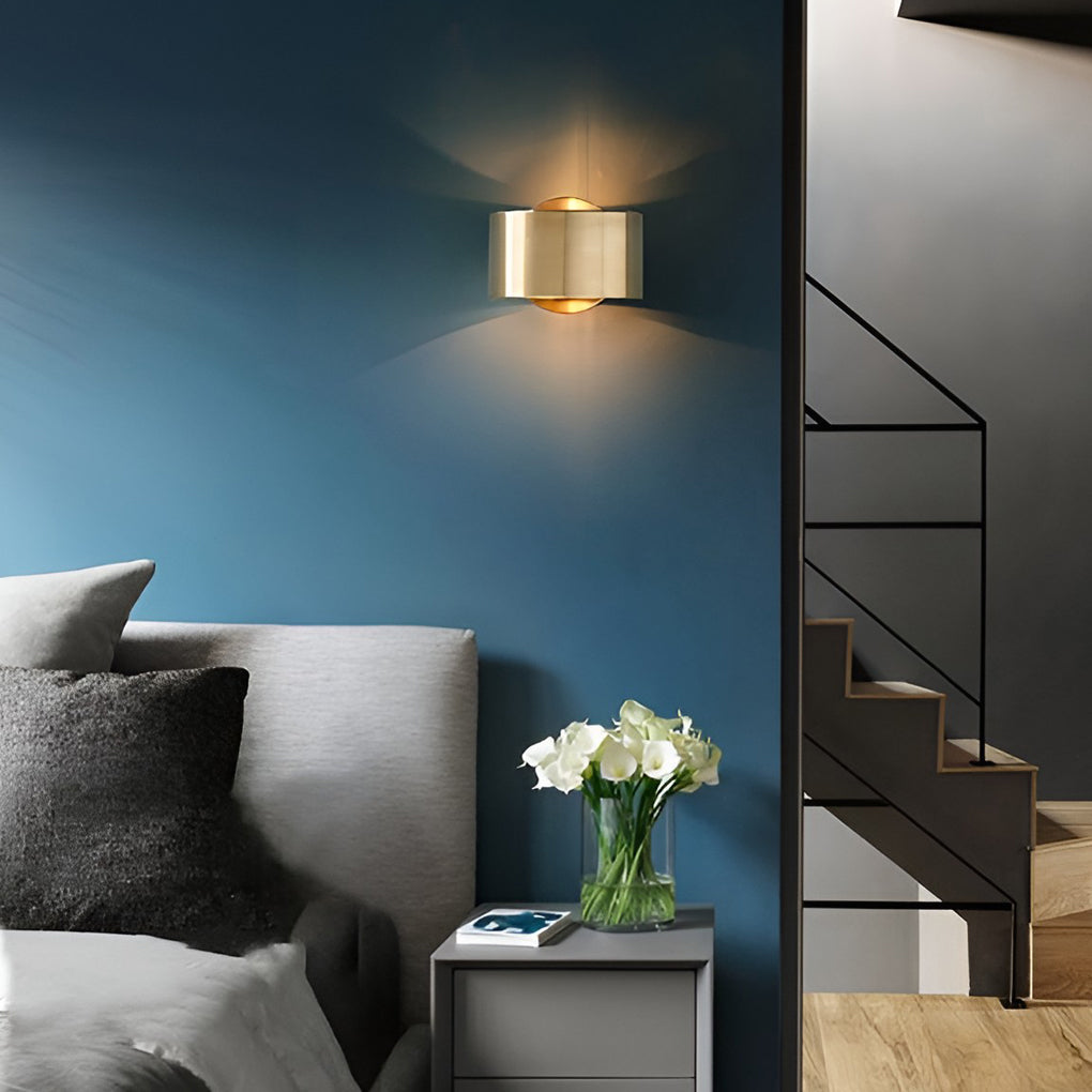 WINTHROP GOLDEN ORB WALL SCONCE WITH DUAL LIGHTING