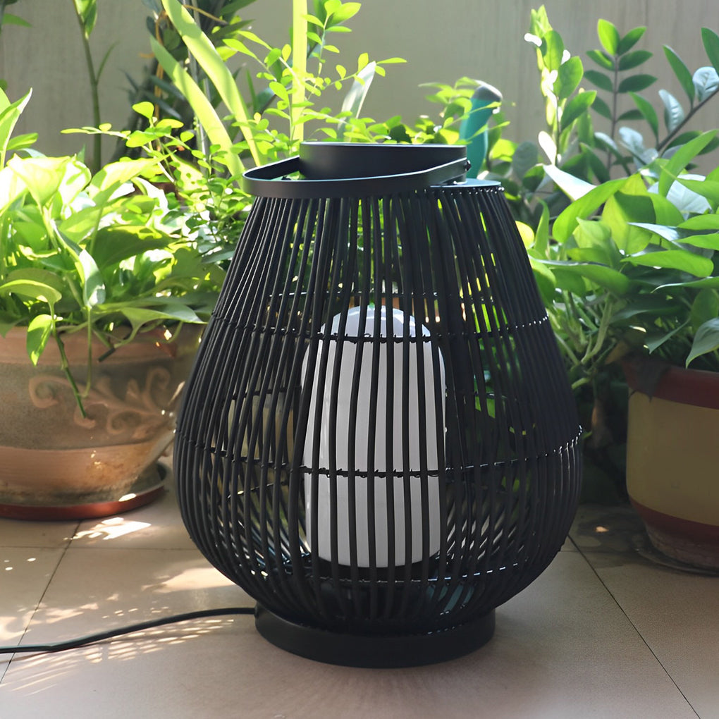 RAVENSDALE CHARCOAL IRON WOVEN E27 OUTDOOR PILLAR LANTERN