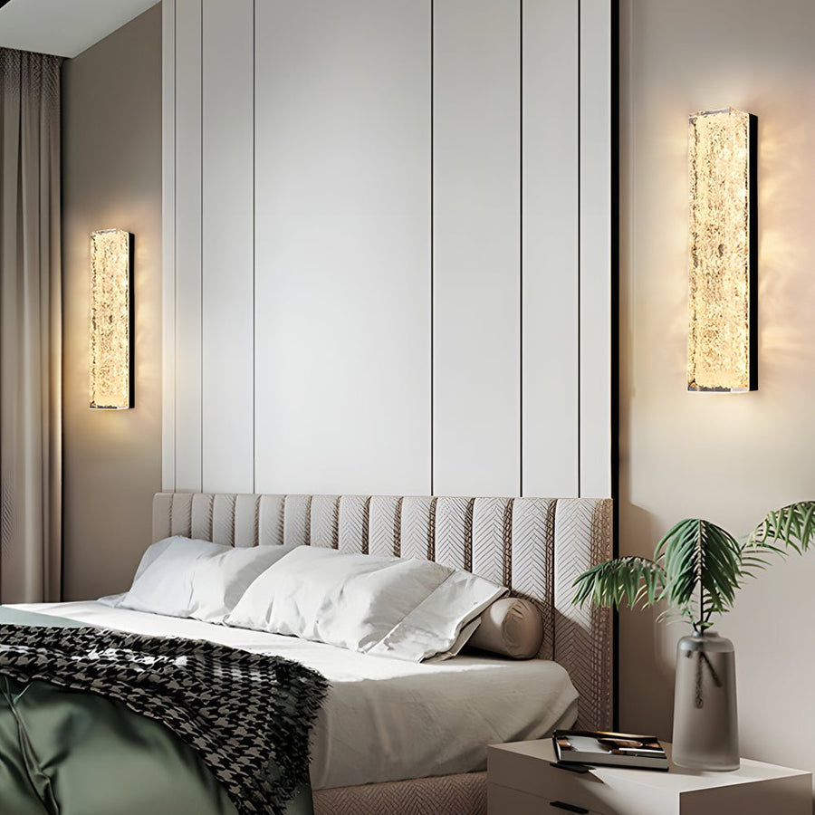 RAVENSTHORPE RECTANGULAR BRASS LED WALL LANTERN WITH ICE RESIN ACCENTS
