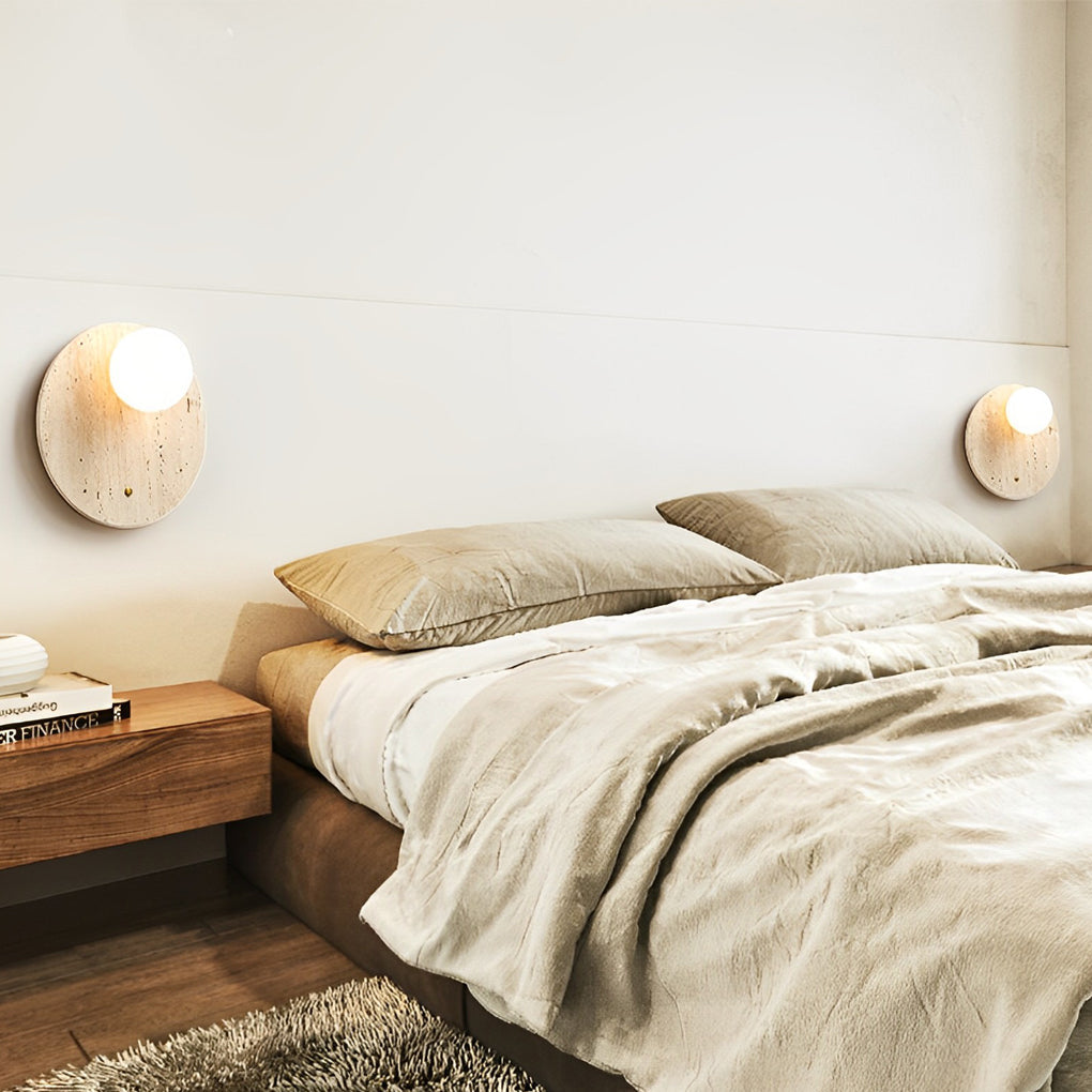 BEAUMONT SUNSET TRAVERTINE GLOWING WALL LANTERN
