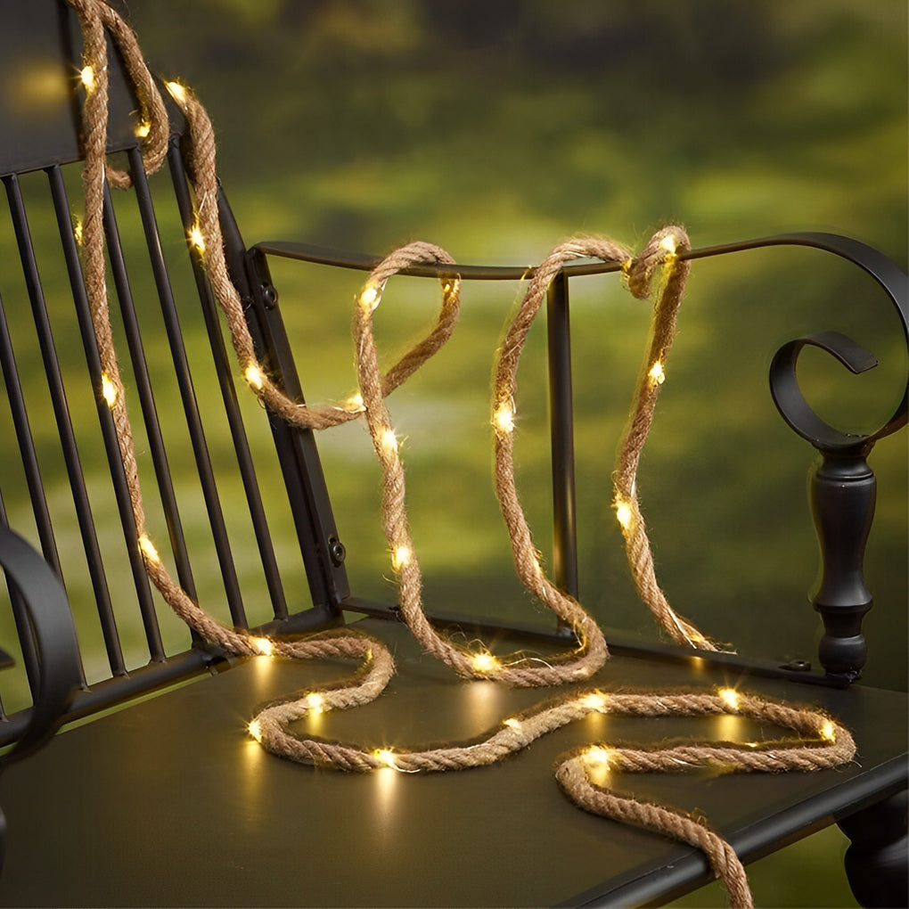 WINTHROP TWILIGHT HEMP ROPE SOLAR STRING LIGHTS WITH 100/200 ILLUMINATIONS