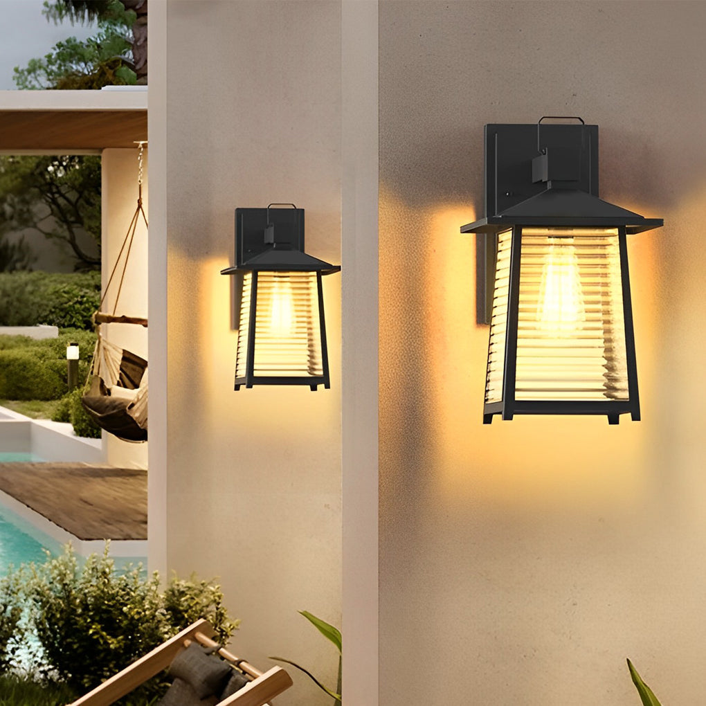 FENWICK SOLAR-POWERED BLACK GLASS WALL LANTERN