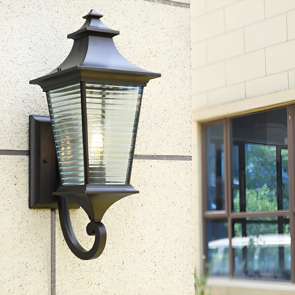 WINCHESTER STRIPED GLASS OUTDOOR WALL LANTERN