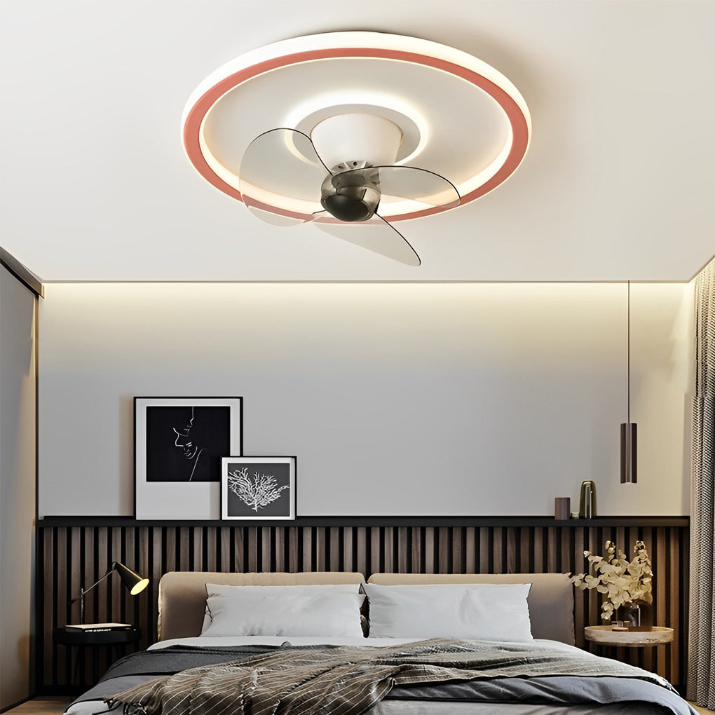 1. **WINSLOW WHISPERING CEILING FAN LUMINAIRE**  
   Features a silent operation with 360° rotation and adjustable brightness, blending seamlessly into any modern space.

2. **HATHERLEIGH INVISIBLE AIRFLOW ILLUMINATOR**  
   Combines a sleek design with d