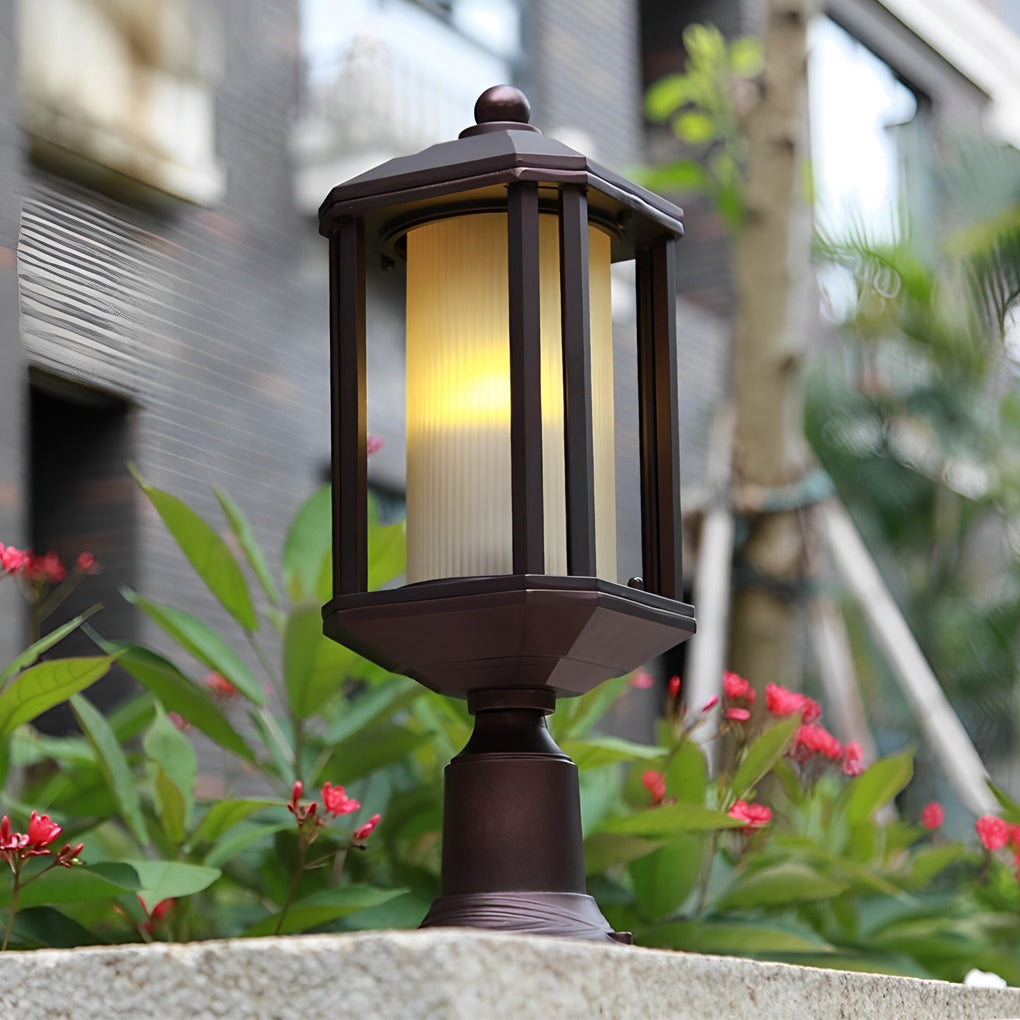 CHARLESTON ROSE GOLD OUTDOOR PILLAR LIGHTING