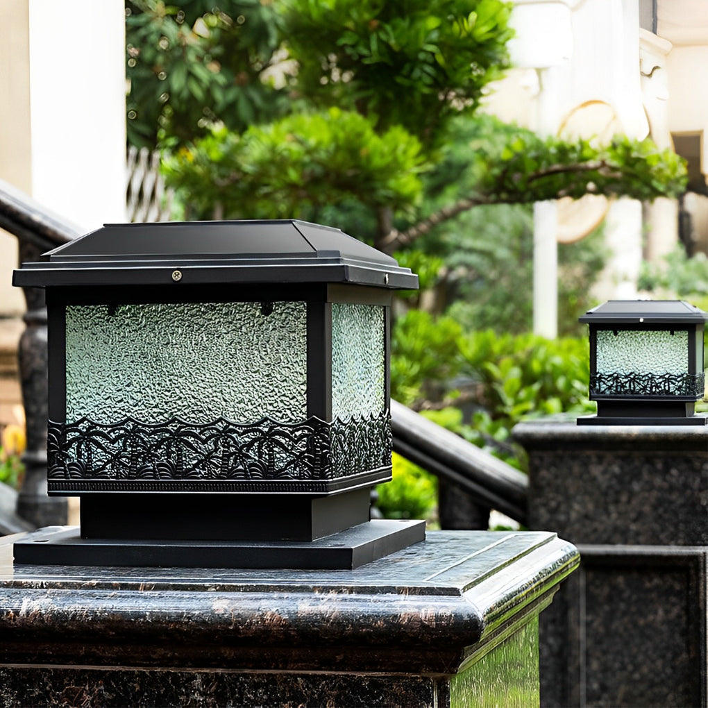 WINDSOR SQUARE SOLAR POST ILLUMINATORS WITH WATER-RESISTANT DESIGN