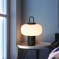 WINTHROP MILK GLASS GLOBE LAMP, PORTABLE LED AMBIENT ILLUMINATION