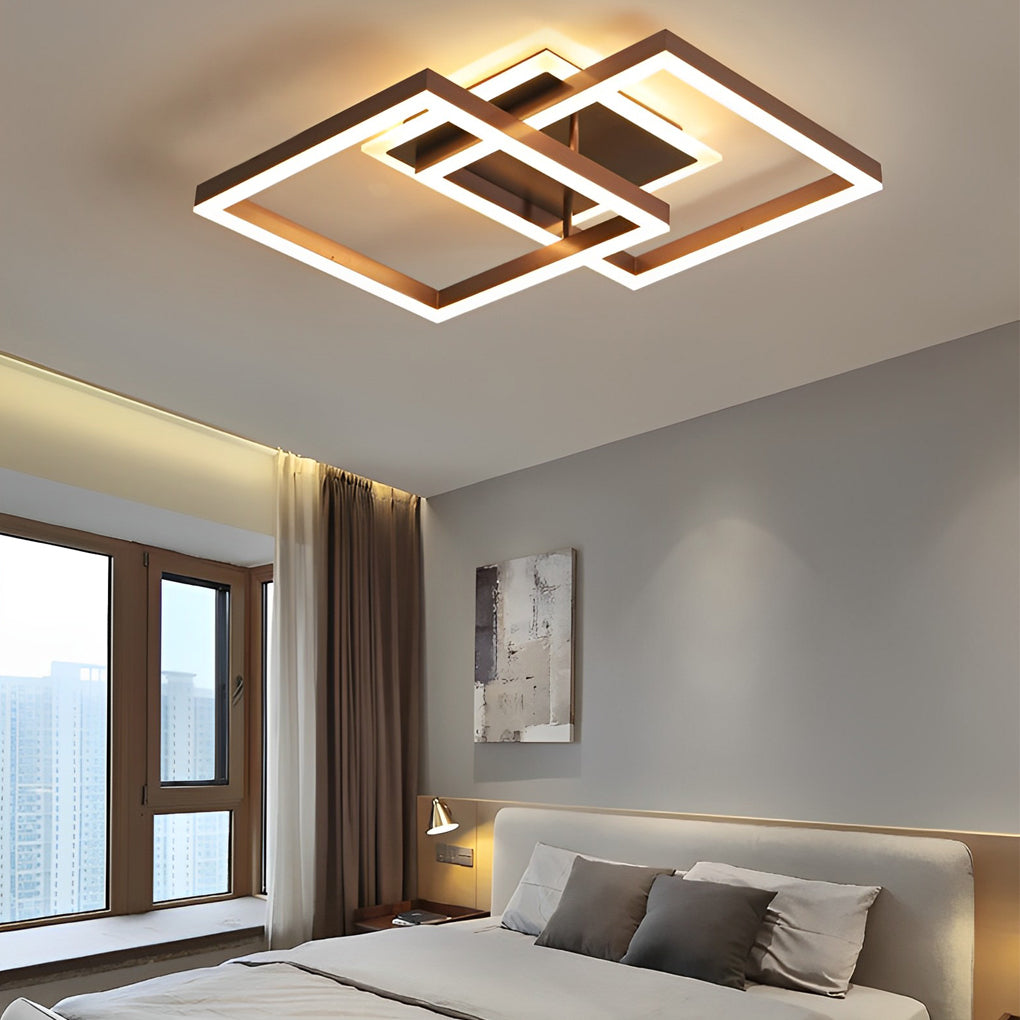 WINDSOR BROWN ALUMINUM SQUARE LED CEILING LANTERN