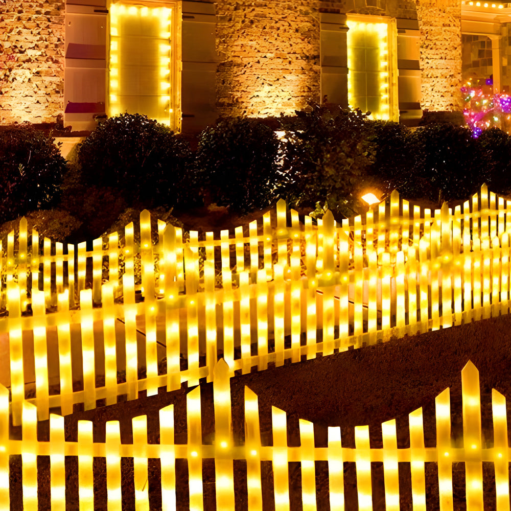 1. **WINSLOW WAVES GARDEN FENCE LANTERNS SET** - A charming collection of eight solar-powered LED lights designed in a graceful wave shape, perfect for illuminating your garden during the festive season.

2. **HARLEQUIN HORIZON SOLAR GLOW FENCE ACCENTS**