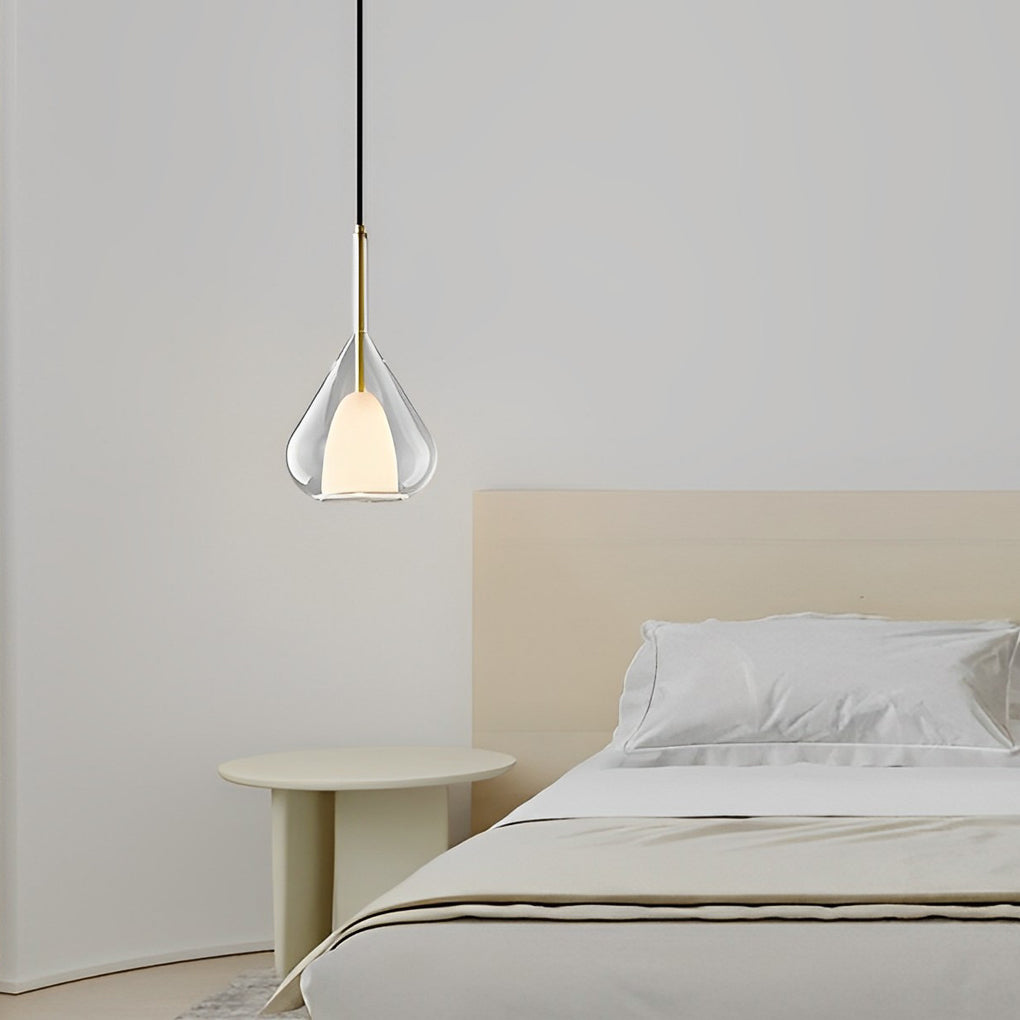 FENWICK AQUA DROPLET DOUBLE-TIERED GLASS PENDANT