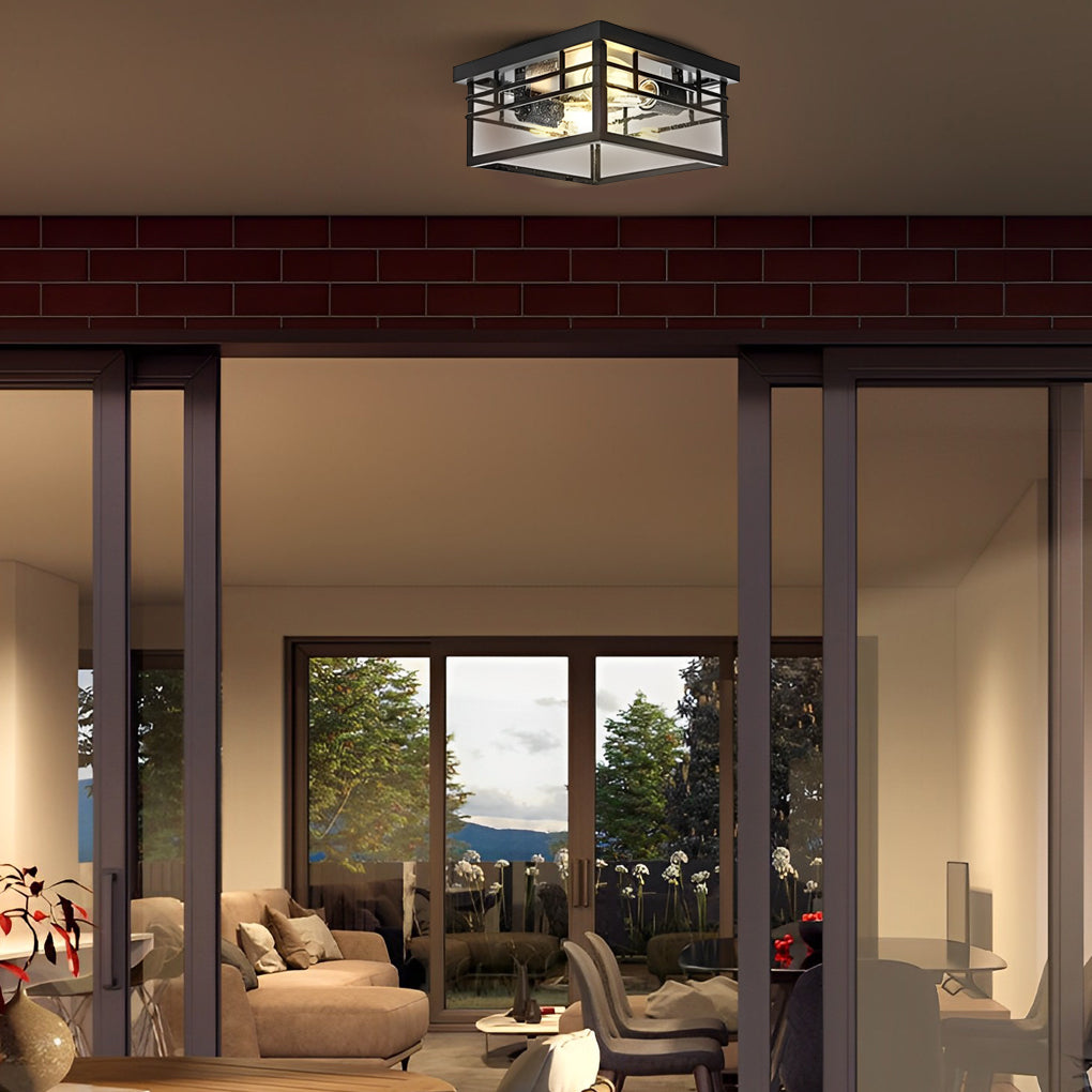 WINDSOR BLACKENED IRON RUSTIC CEILING LANTERN