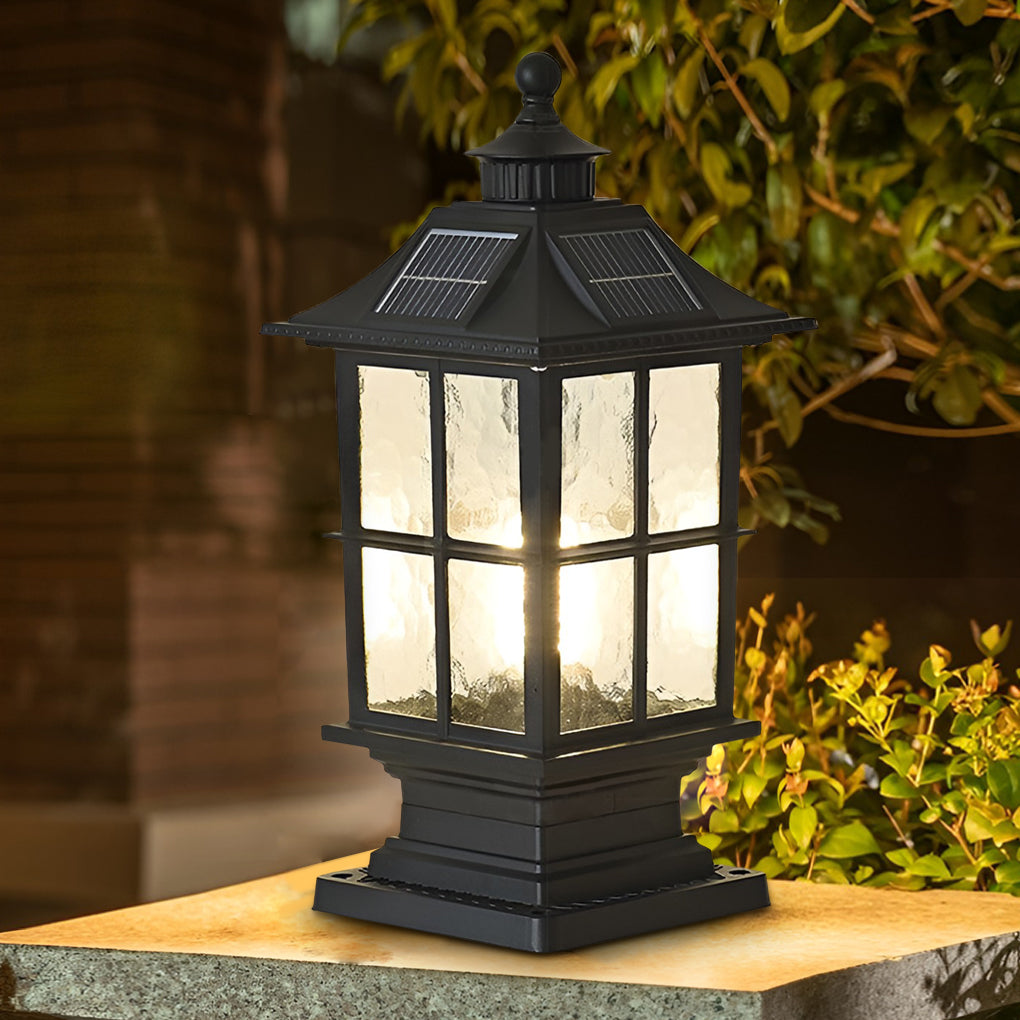WINDSOR SOLAR POST LANTERN WITH DIMMABLE LED AND REMOTE CONTROL