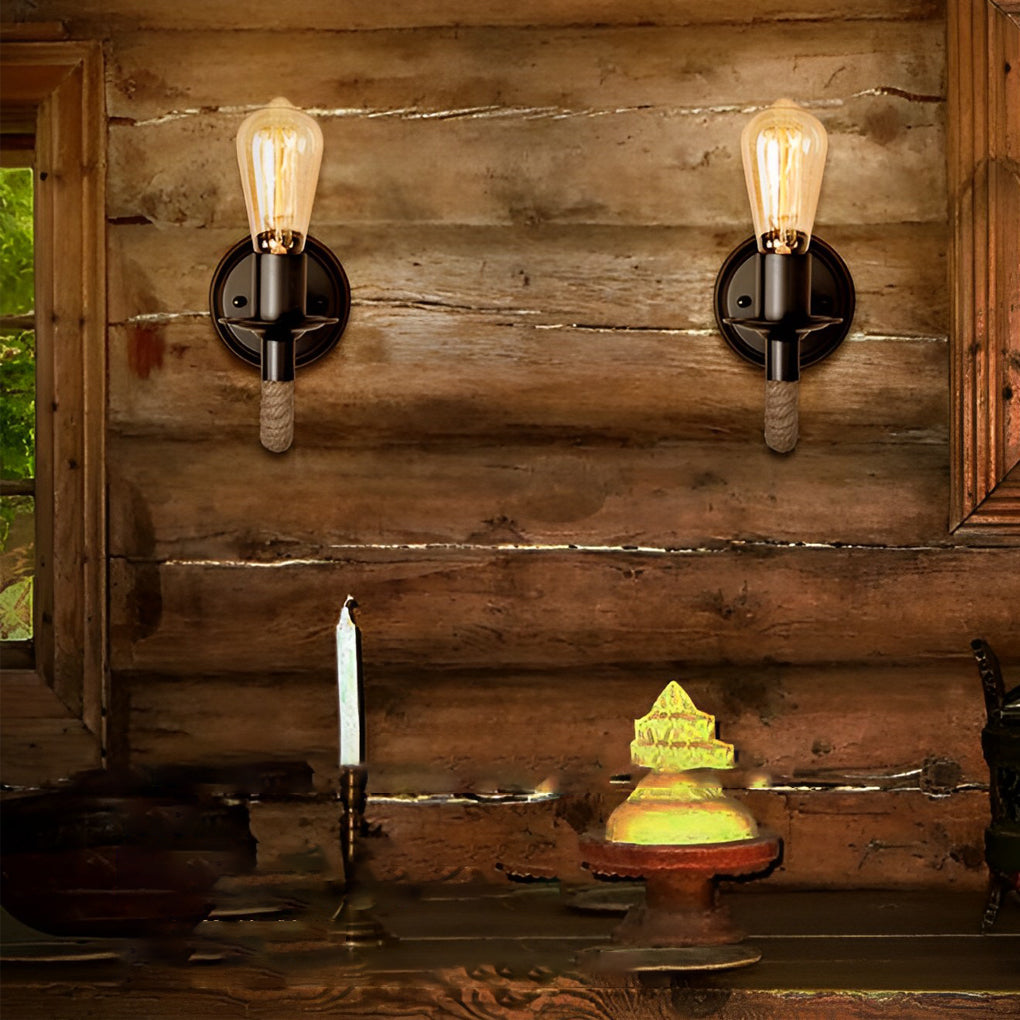 BRACKENFORD IRON CABLE WALL SCONCE WITH VINTAGE CHARM