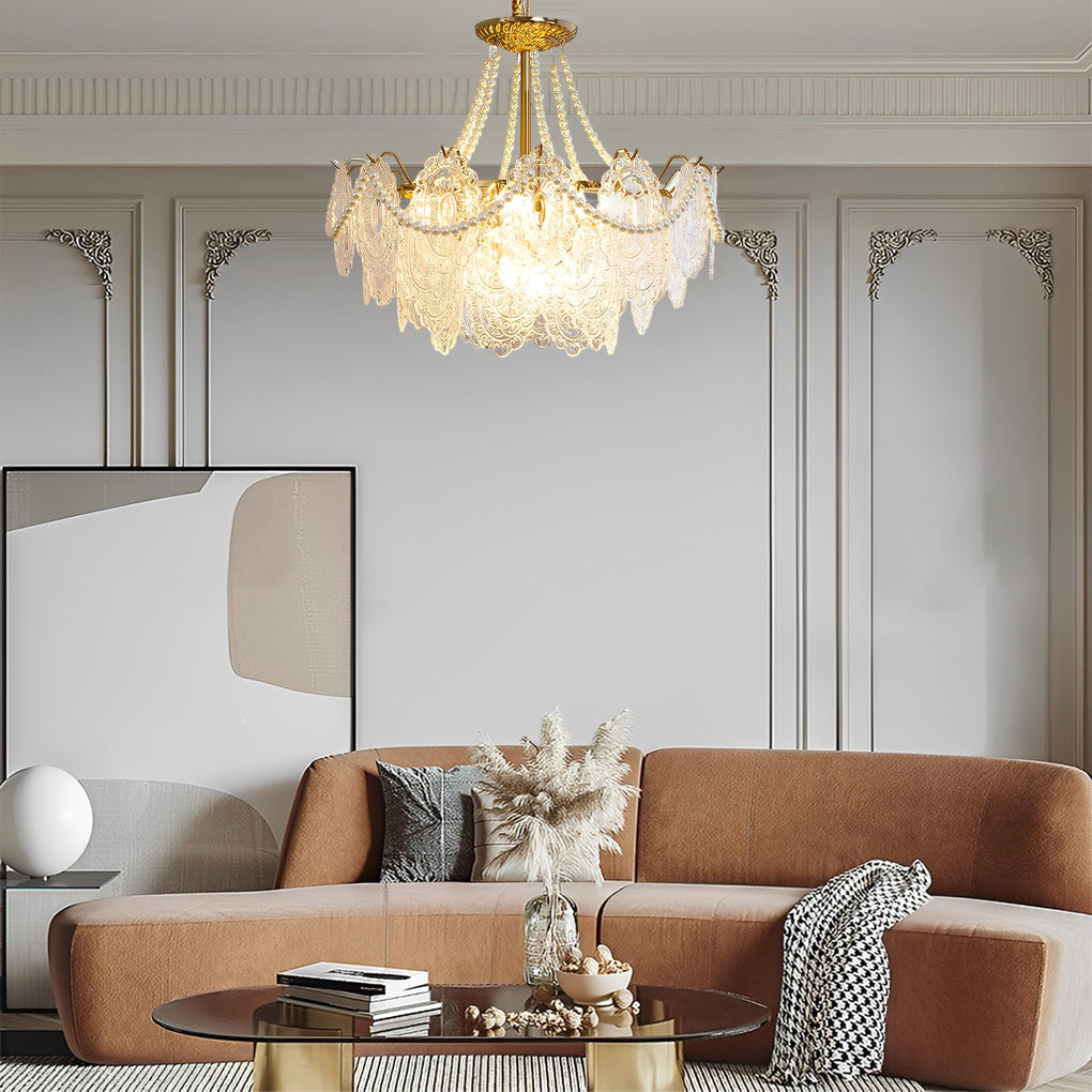 BELLEFONTE PEARL-ADORNED GLASS LIGHTING WITH TRIPLE DIMMING