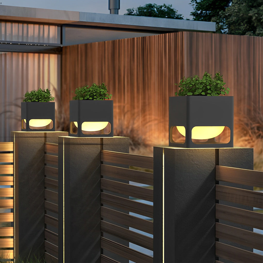 WINDSOR BLACK SQUARE OUTDOOR LED PLANTER LIGHTS