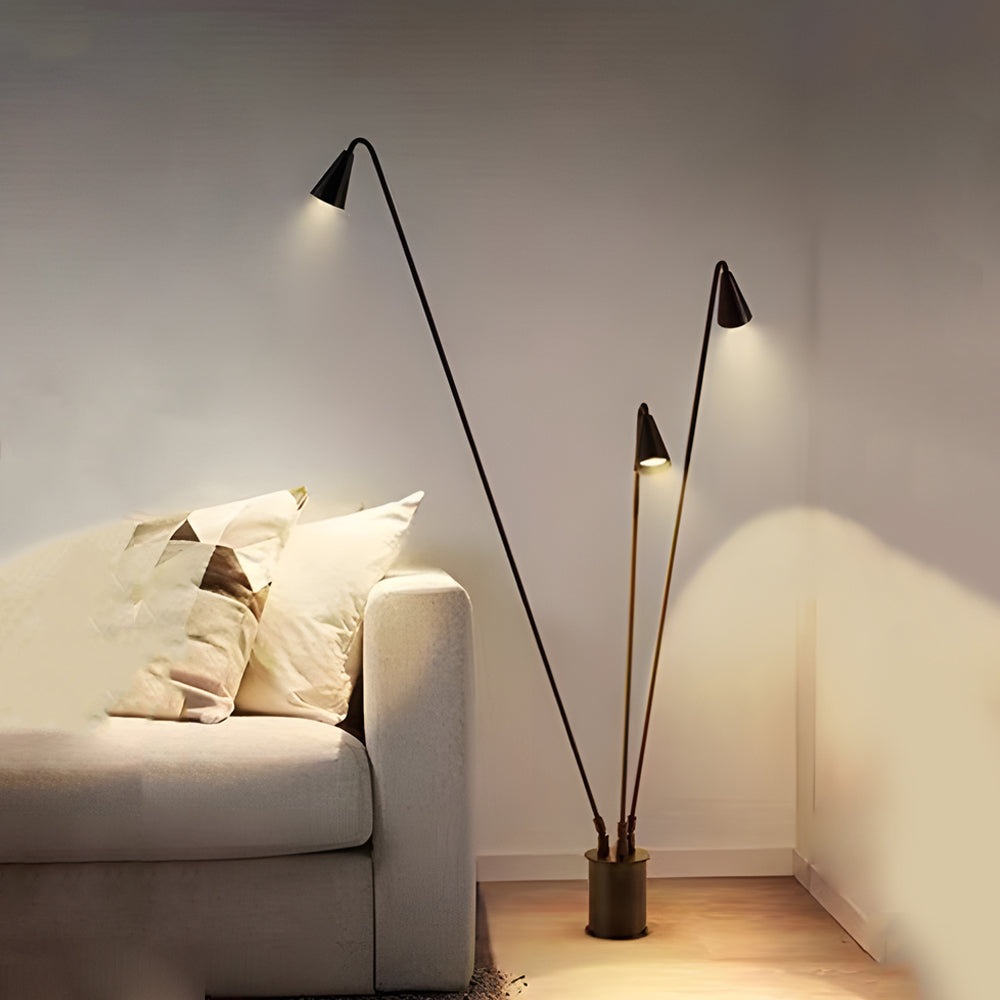 WINTERBOURNE TRIPLE-ARM BLACK LED FLOOR LANTERN