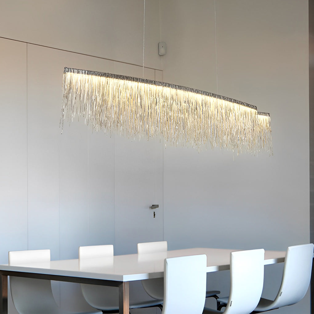 FENWICK ALUMINUM TASSEL LED DINING CHANDELIER
