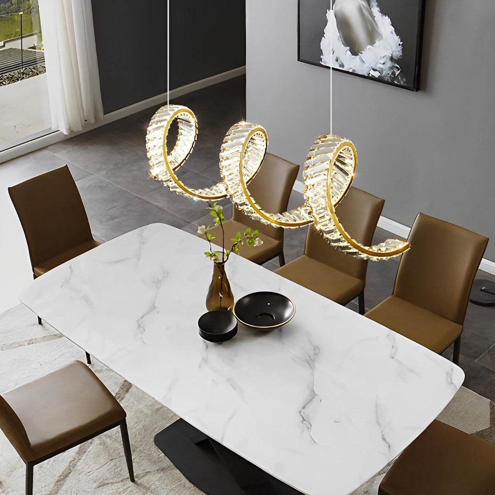 WINDSOR CRYSTAL RIPPLES THREE-TIER LED DINING LIGHT