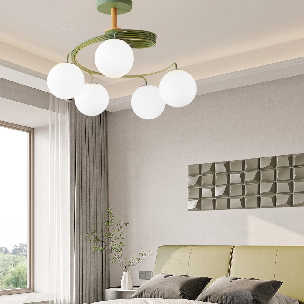 WINTERBOURNE SPIRAL GLASS ORB SEMI-FLUSH CEILING LUMINAIRE