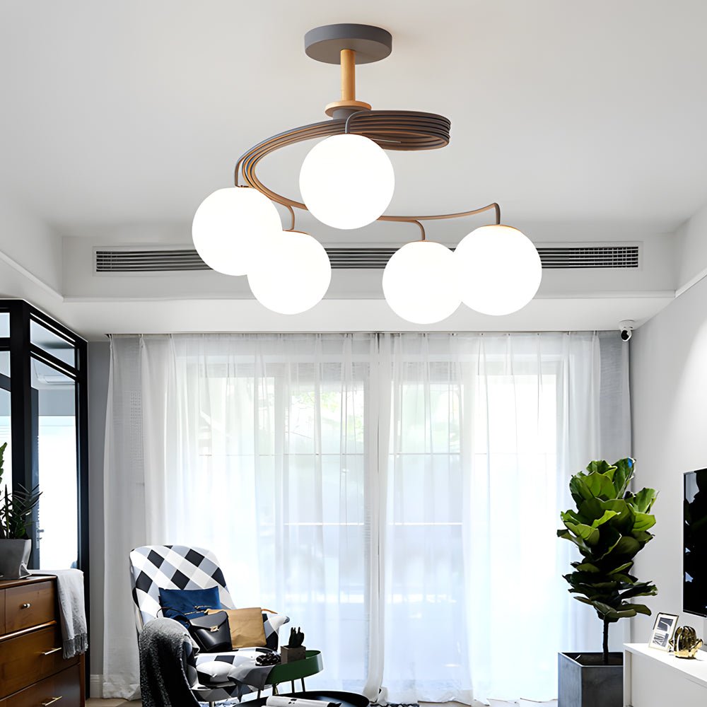 WINTERBOURNE SPIRAL GLASS ORB SEMI-FLUSH CEILING LUMINAIRE