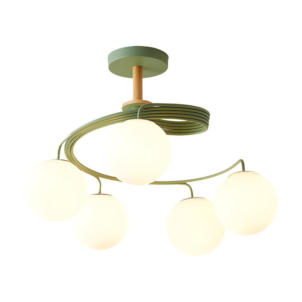 WINTERBOURNE SPIRAL GLASS ORB SEMI-FLUSH CEILING LUMINAIRE