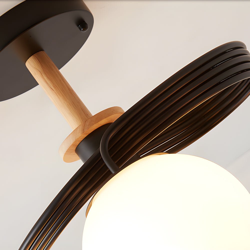 WINTERBOURNE SPIRAL GLASS ORB SEMI-FLUSH CEILING LUMINAIRE