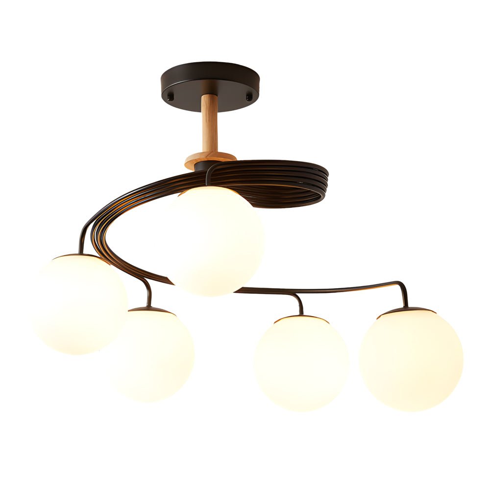 WINTERBOURNE SPIRAL GLASS ORB SEMI-FLUSH CEILING LUMINAIRE