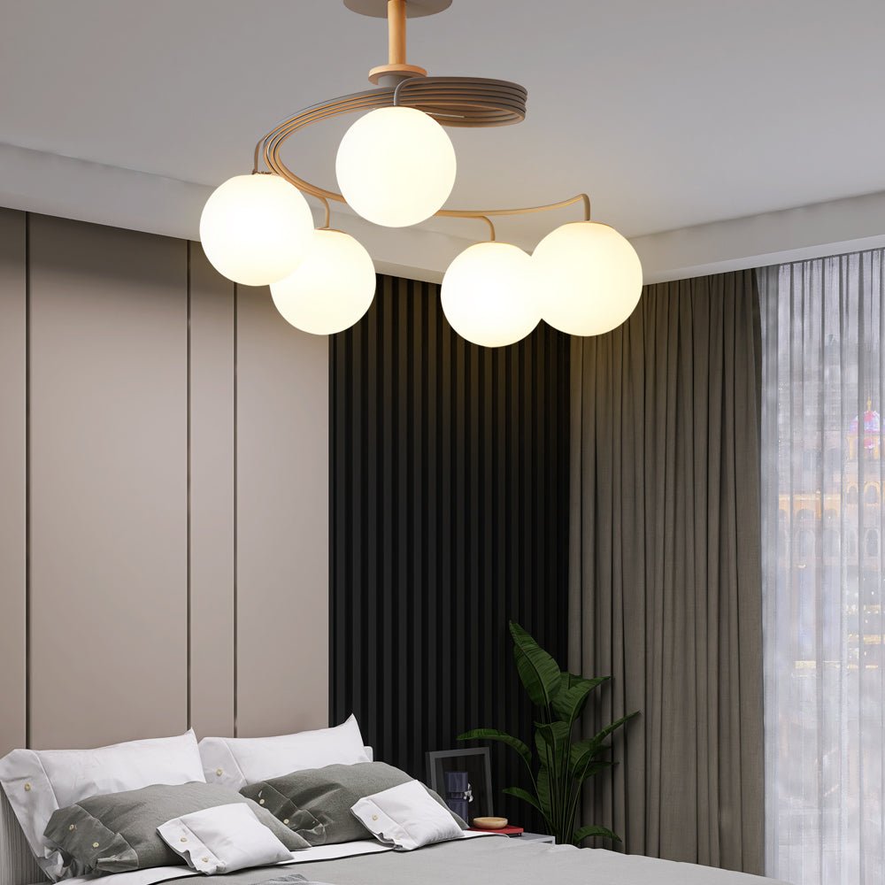 WINTERBOURNE SPIRAL GLASS ORB SEMI-FLUSH CEILING LUMINAIRE