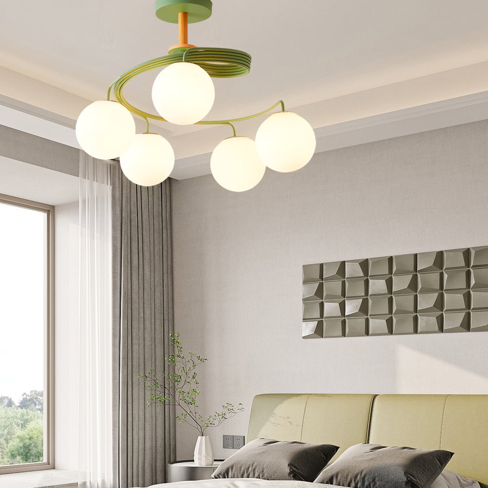 WINTERBOURNE SPIRAL GLASS ORB SEMI-FLUSH CEILING LUMINAIRE