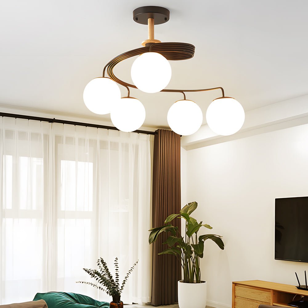 WINTERBOURNE SPIRAL GLASS ORB SEMI-FLUSH CEILING LUMINAIRE