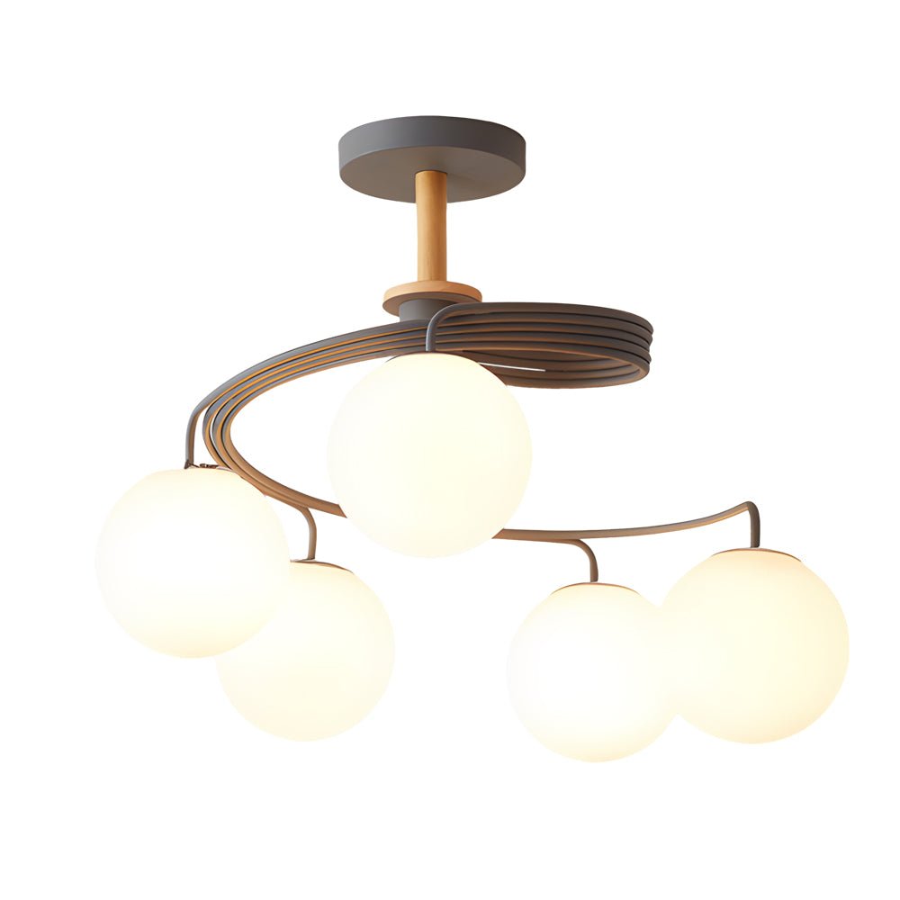WINTERBOURNE SPIRAL GLASS ORB SEMI-FLUSH CEILING LUMINAIRE