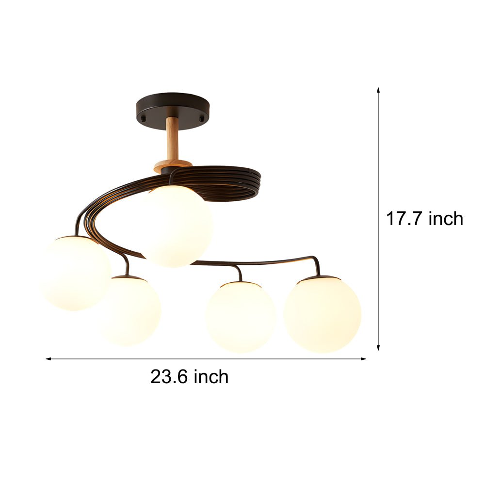 WINTERBOURNE SPIRAL GLASS ORB SEMI-FLUSH CEILING LUMINAIRE