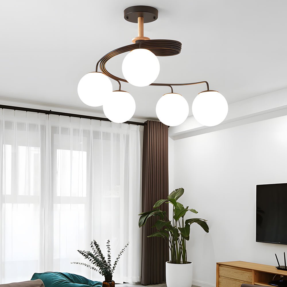 WINTERBOURNE SPIRAL GLASS ORB SEMI-FLUSH CEILING LUMINAIRE