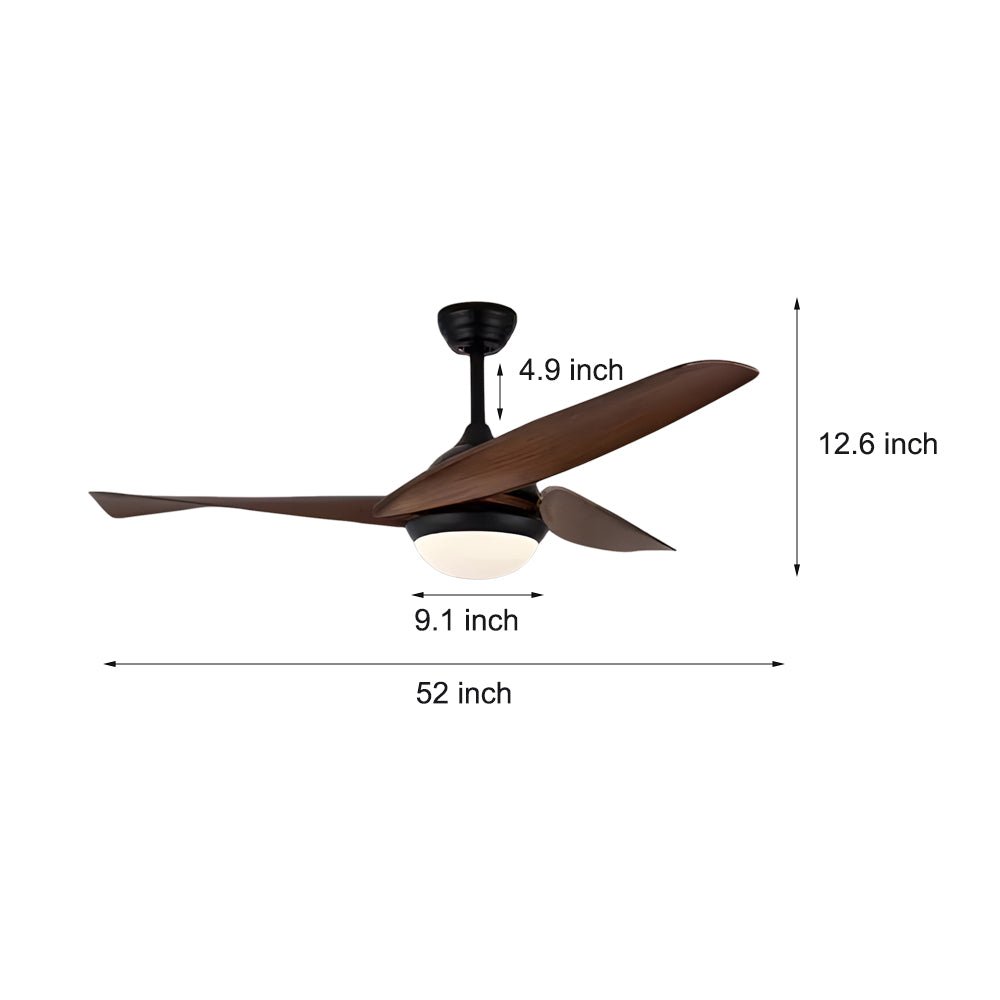 BRANDEIS 52-INCH TRIPLE BLADE LED CEILING FAN WITH REMOTE AND LIGHTING