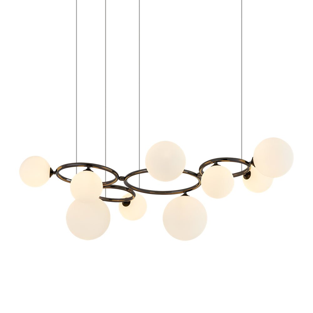 WILLOUGHBY SPHERE 5-BULB DIMMABLE CHANDELIER"  
2. "FENWICK TRIO-LEVEL GLASS ORB LIGHTING FIXTURE"  
3. "CHARLESTON 9-BULB CONTEMPORARY GLASS PENDANT"  
4. "HASTINGS CIRCULAR 7-LIGHT GLASS CHANDELIER"  
5. "BRIDGEMAN ROUNDEL DIMMABLE CHANDELIER WITH GLASS