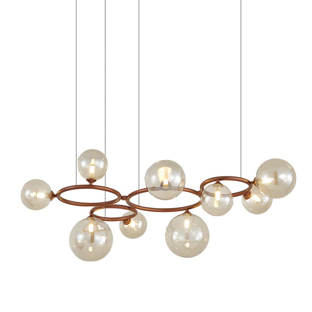WILLOUGHBY SPHERE 5-BULB DIMMABLE CHANDELIER"  
2. "FENWICK TRIO-LEVEL GLASS ORB LIGHTING FIXTURE"  
3. "CHARLESTON 9-BULB CONTEMPORARY GLASS PENDANT"  
4. "HASTINGS CIRCULAR 7-LIGHT GLASS CHANDELIER"  
5. "BRIDGEMAN ROUNDEL DIMMABLE CHANDELIER WITH GLASS