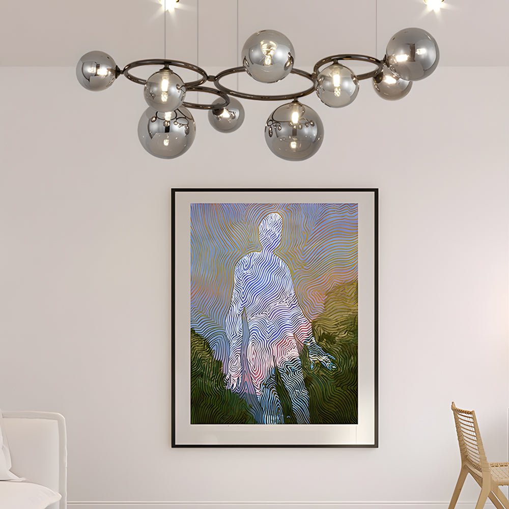 WILLOUGHBY SPHERE 5-BULB DIMMABLE CHANDELIER"  
2. "FENWICK TRIO-LEVEL GLASS ORB LIGHTING FIXTURE"  
3. "CHARLESTON 9-BULB CONTEMPORARY GLASS PENDANT"  
4. "HASTINGS CIRCULAR 7-LIGHT GLASS CHANDELIER"  
5. "BRIDGEMAN ROUNDEL DIMMABLE CHANDELIER WITH GLASS