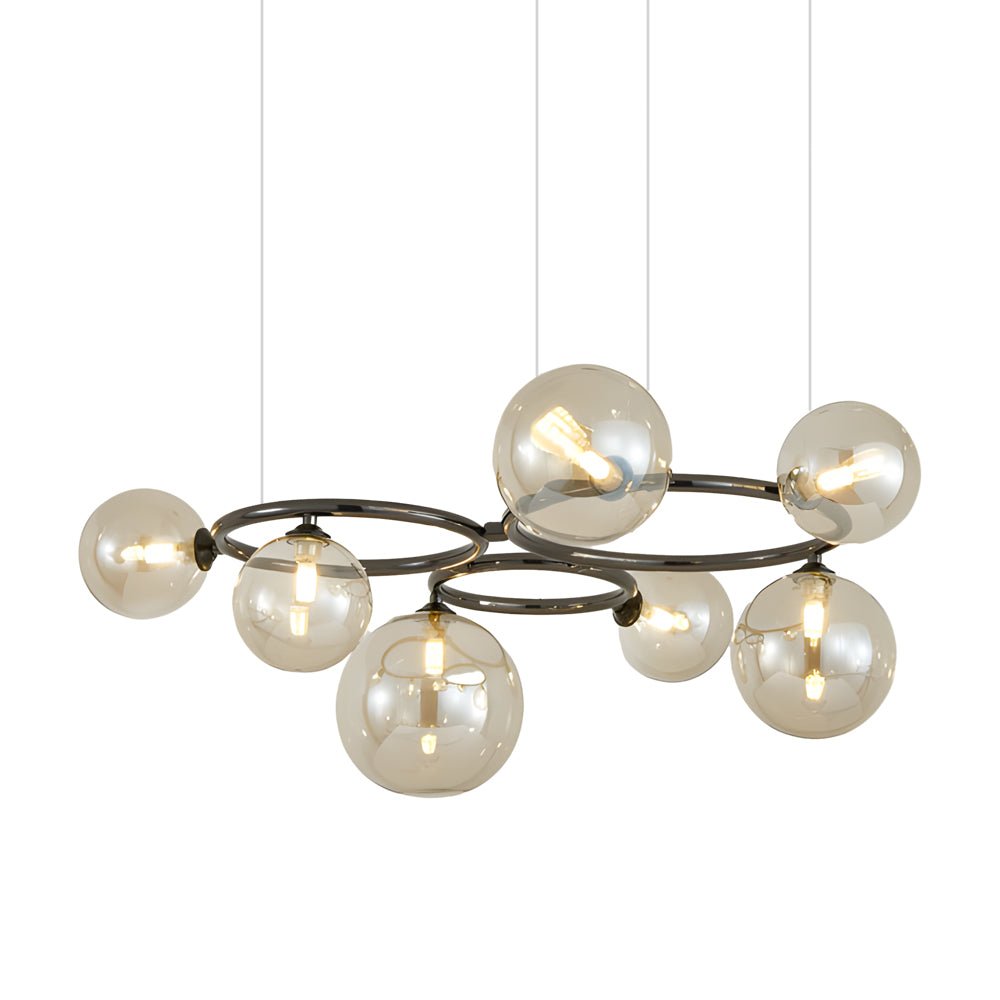 WILLOUGHBY SPHERE 5-BULB DIMMABLE CHANDELIER"  
2. "FENWICK TRIO-LEVEL GLASS ORB LIGHTING FIXTURE"  
3. "CHARLESTON 9-BULB CONTEMPORARY GLASS PENDANT"  
4. "HASTINGS CIRCULAR 7-LIGHT GLASS CHANDELIER"  
5. "BRIDGEMAN ROUNDEL DIMMABLE CHANDELIER WITH GLASS