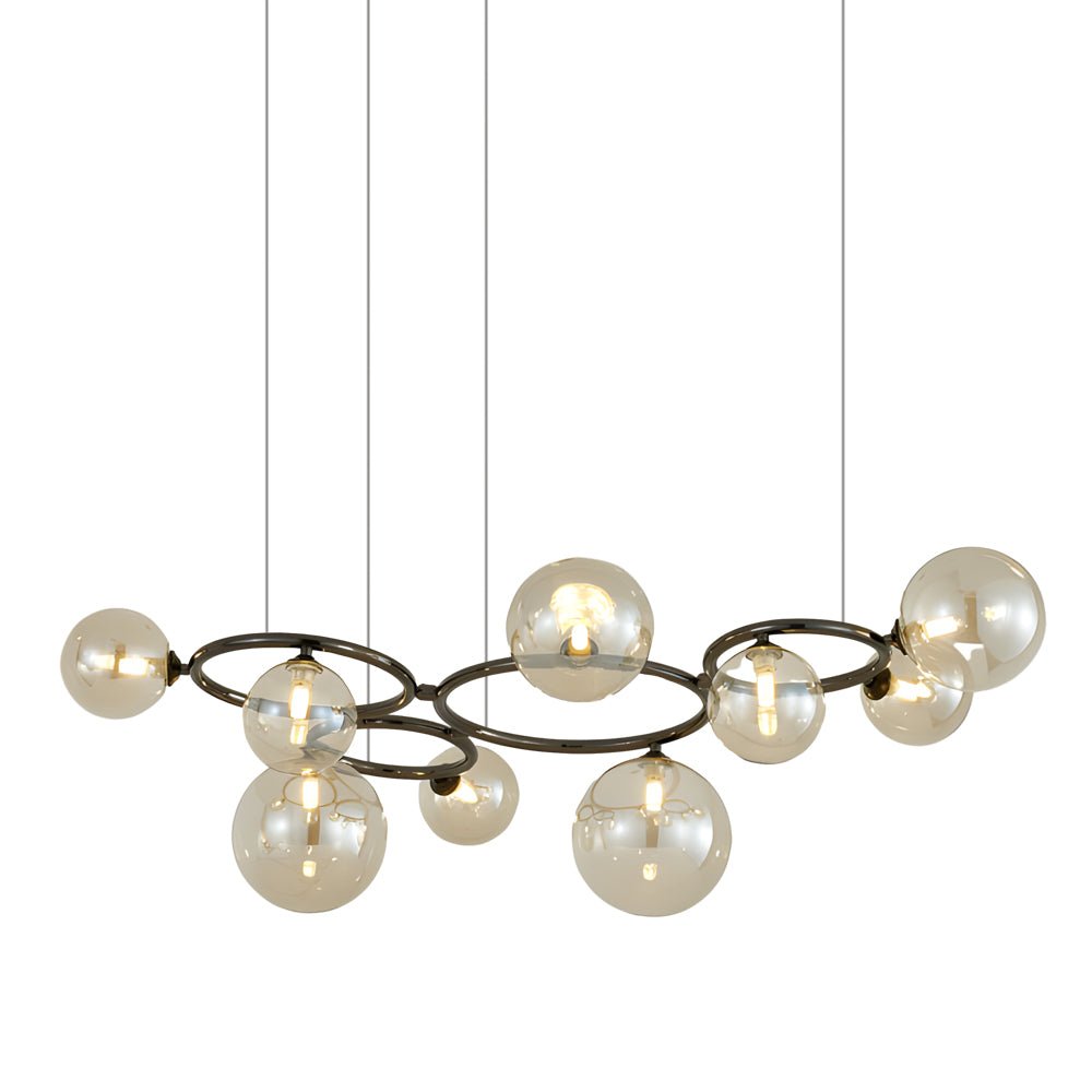 WILLOUGHBY SPHERE 5-BULB DIMMABLE CHANDELIER"  
2. "FENWICK TRIO-LEVEL GLASS ORB LIGHTING FIXTURE"  
3. "CHARLESTON 9-BULB CONTEMPORARY GLASS PENDANT"  
4. "HASTINGS CIRCULAR 7-LIGHT GLASS CHANDELIER"  
5. "BRIDGEMAN ROUNDEL DIMMABLE CHANDELIER WITH GLASS