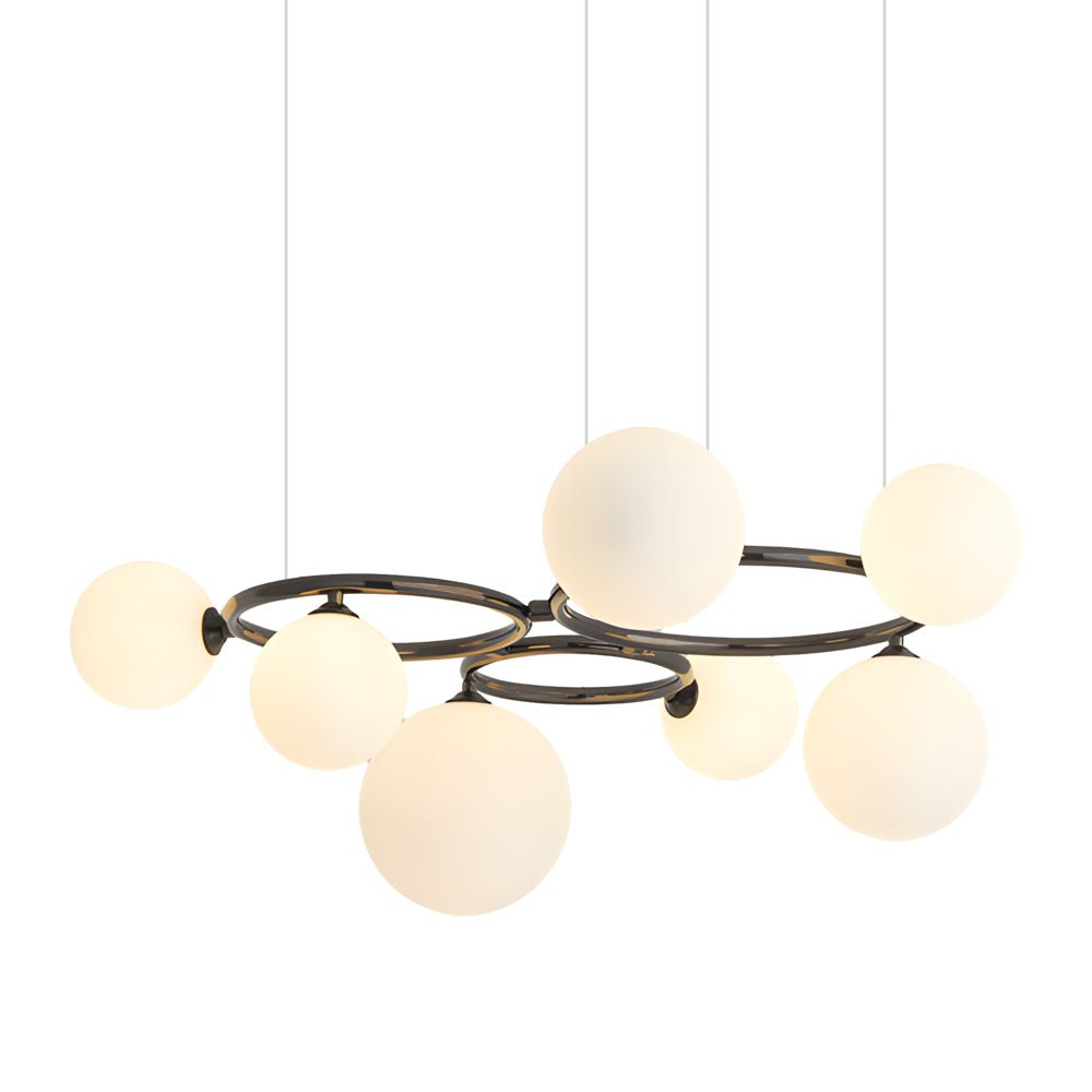 WILLOUGHBY SPHERE 5-BULB DIMMABLE CHANDELIER"  
2. "FENWICK TRIO-LEVEL GLASS ORB LIGHTING FIXTURE"  
3. "CHARLESTON 9-BULB CONTEMPORARY GLASS PENDANT"  
4. "HASTINGS CIRCULAR 7-LIGHT GLASS CHANDELIER"  
5. "BRIDGEMAN ROUNDEL DIMMABLE CHANDELIER WITH GLASS