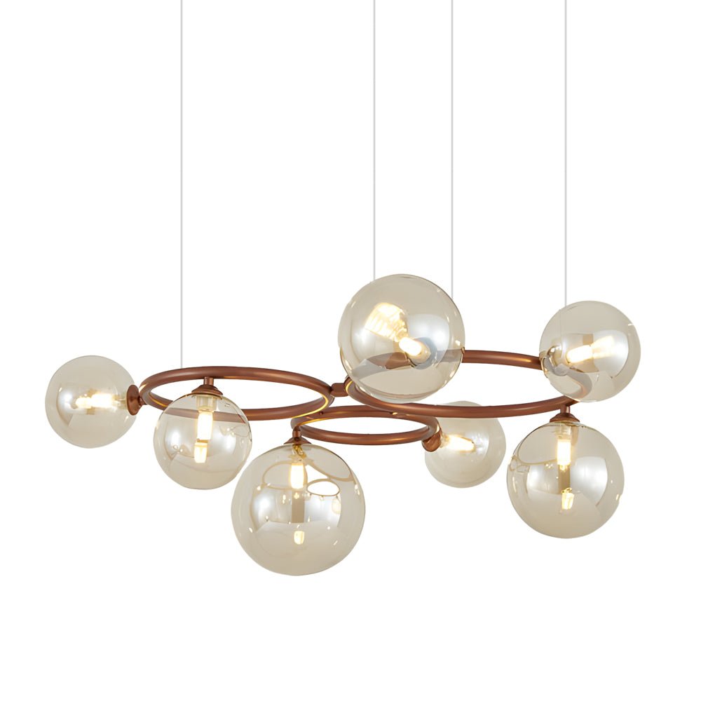 WILLOUGHBY SPHERE 5-BULB DIMMABLE CHANDELIER"  
2. "FENWICK TRIO-LEVEL GLASS ORB LIGHTING FIXTURE"  
3. "CHARLESTON 9-BULB CONTEMPORARY GLASS PENDANT"  
4. "HASTINGS CIRCULAR 7-LIGHT GLASS CHANDELIER"  
5. "BRIDGEMAN ROUNDEL DIMMABLE CHANDELIER WITH GLASS