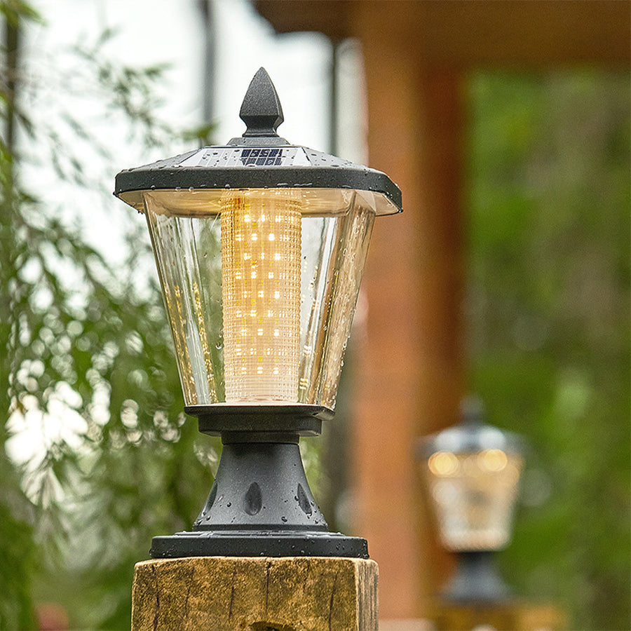 WINDSOR GARDEN SOLAR COLUMN LIGHTS - WATER-RESISTANT LED POST CAP ILLUMINATORS