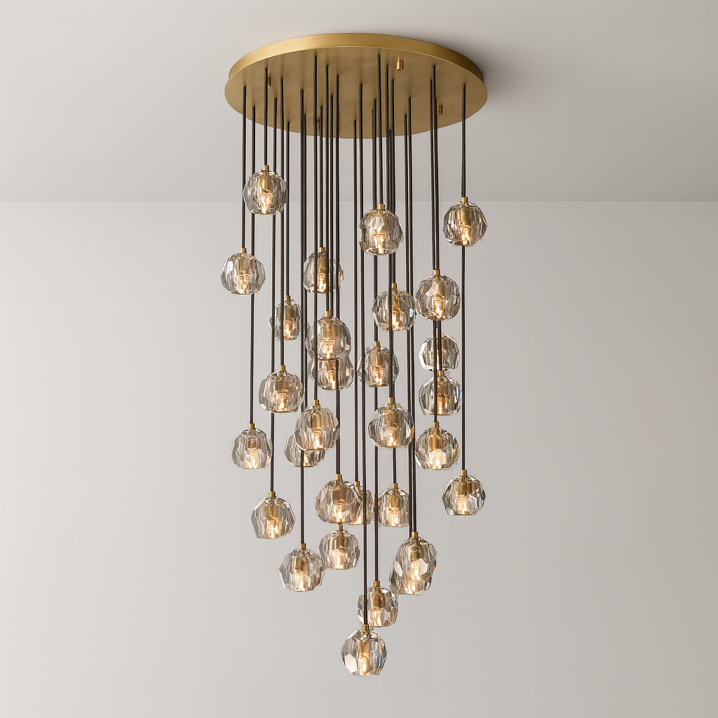 Celestine Crystal Orb Cascade Light Fixture