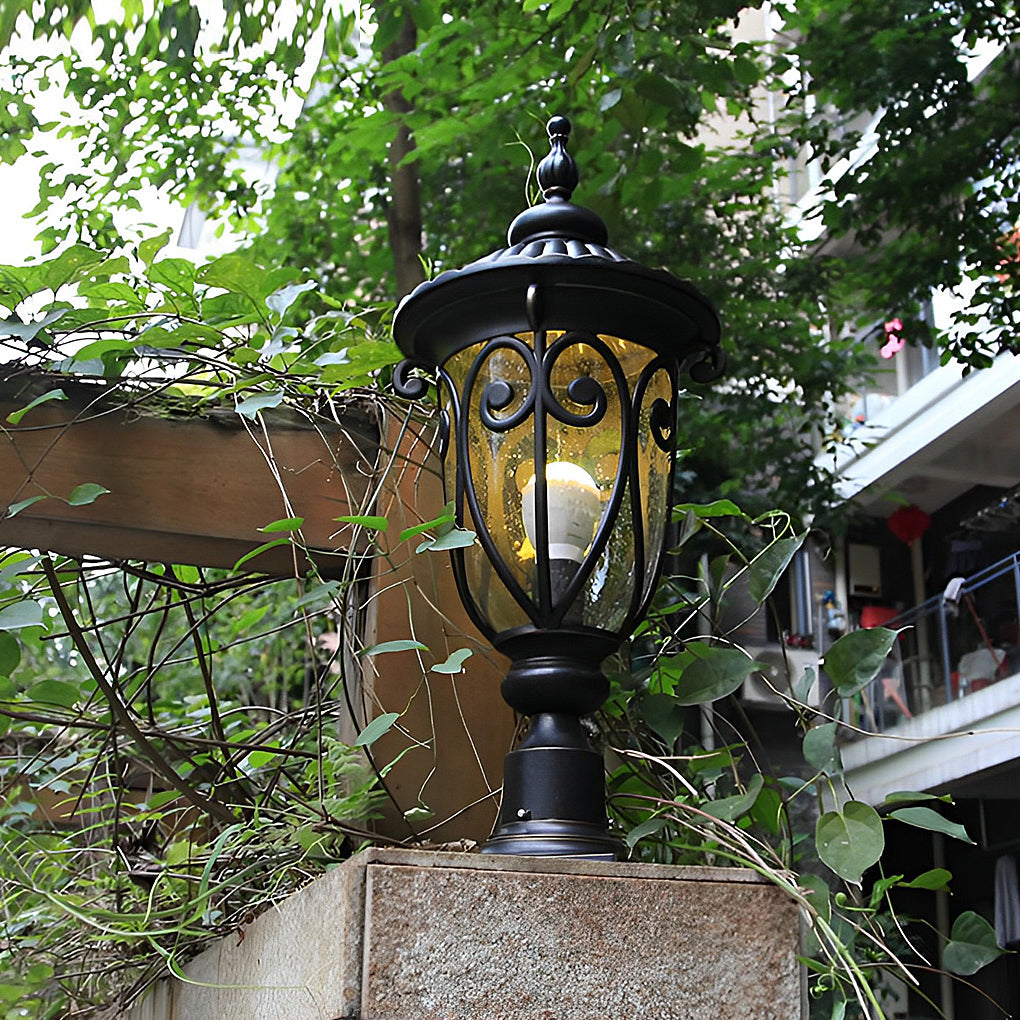 WINDSOR BUBBLE GLASS OUTDOOR PILLAR LANTERN