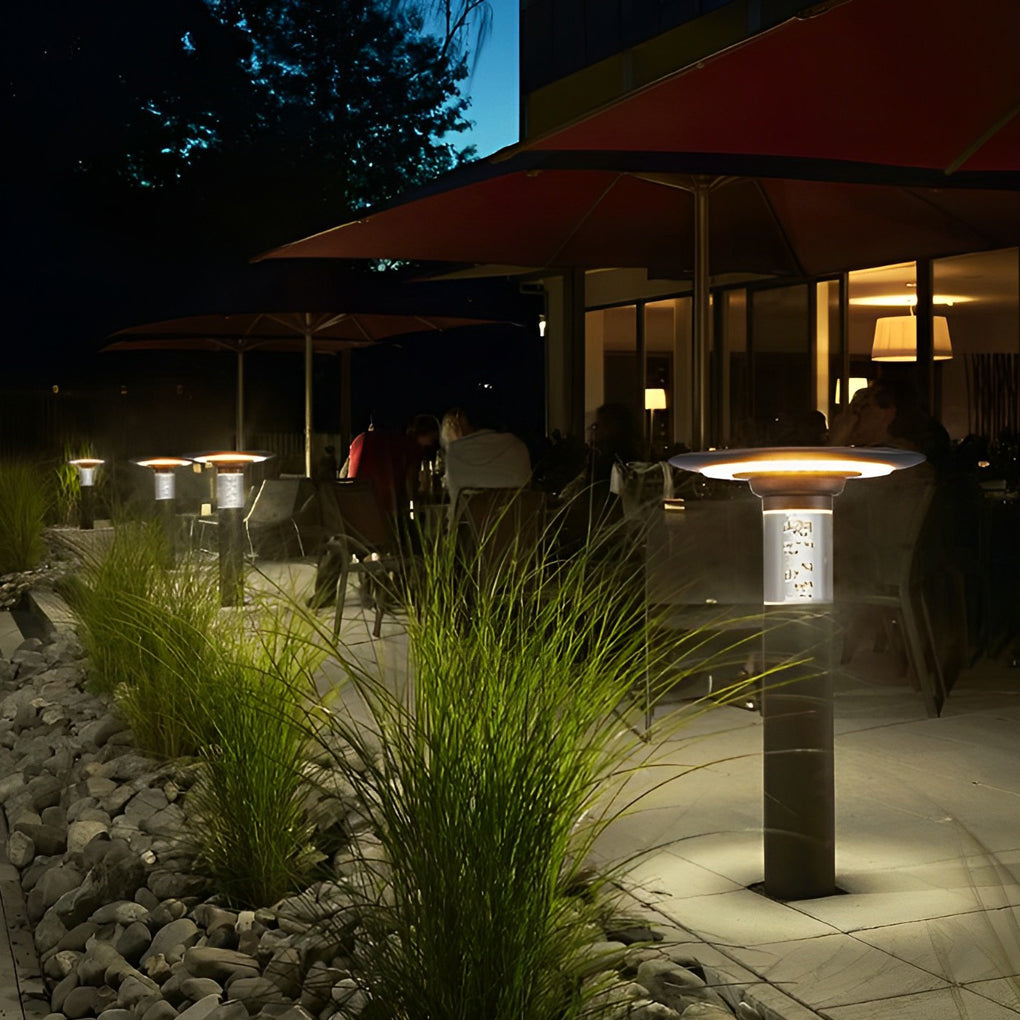 WINDSOR GLOW CIRCULAR PATHWAY LANTERN WITH BUBBLE ACCENTS AND DIRECTED LIGHTING