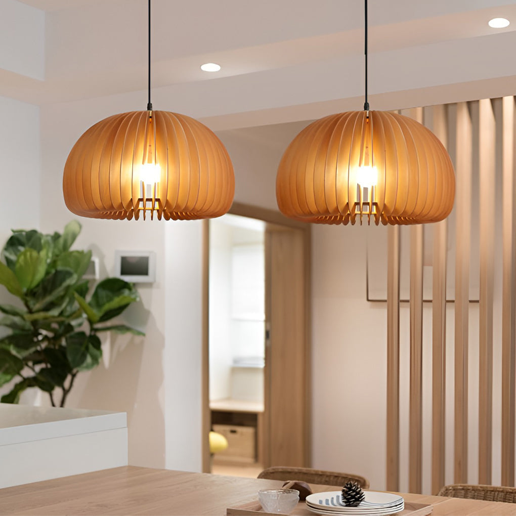 WINTERBOURNE WOODEN PUMPKIN PENDANT LUMINAIRE