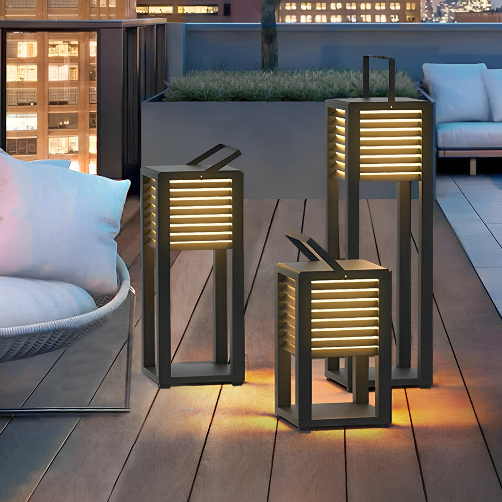 WINDSOR SQUARE SOLAR GARDEN LANTERN WITH WATER-RESISTANT LED ILLUMINATION