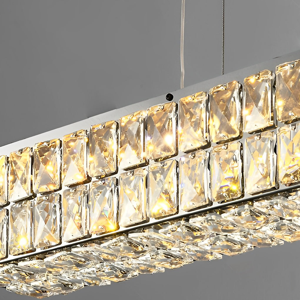 WINTHROP CRYSTAL RECTANGULAR THREE-TIER DIMMER CHANDELIER